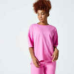 Majica kratkih rukava za fitness 520 širokog kroja ženska ružičasta