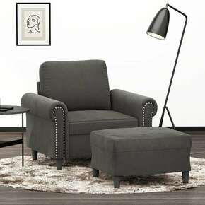 Fotelja s tabureom tamnosiva 60 cm baršunasta
