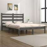 Okvir za krevet od masivne borovine sivi 150x200 cm bračni