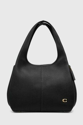 Kožna torba Coach boja: crna - crna. Velika shopper torba iz kolekcije Coach. Model na kopčanje