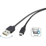 Renkforce USB kabel USB 2.0 USB-A utikač, USB-Mini-B utikač 1.80 m crna utikač primjenjiv s obje strane, pozlaćeni kontakti