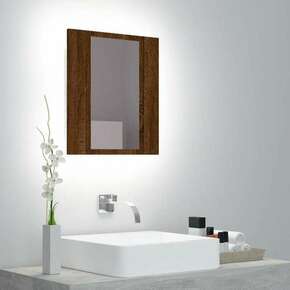 LED kupaonski ormarić s ogledalom boja hrasta 40x12x45cm drveni