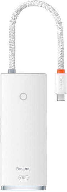 Hub 5in1 Baseus Lite Series USB-C - 3x USB 3.0 + USB-C + HDMI (white)