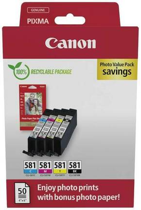 Canon tinta CLI-581 C/M/Y/BK Photo Value Pack original kombinirano pakiranje crn