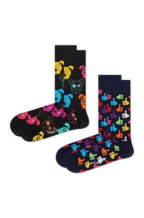 Čarape Happy Socks 2-pack za žene - šarena. Visoke čarape iz kolekcije Happy Socks. Model izrađen od materijala s uzorkom. U setu dva para.