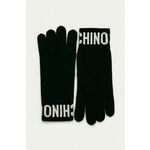 Rukavice Moschino za žene, boja: crna - crna. Rukavice s pet prstiju iz kolekcije Moschino. Model izrađen od tanke pletenine.