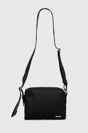 Torba Calvin Klein boja: crna - crna. Mala torba iz kolekcije Calvin Klein. Model na kopčanje