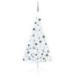 vidaXL Umjetna polovica božićnog drvca LED s kuglicama bijela 120 cm