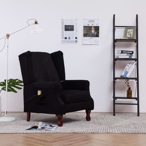 VidaXL Električna masažna fotelja od tkanine crna