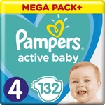 Pampers pelene Active Baby Mega Pack, veličina 4, 132 komada, 9 - 14 kg