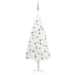 vidaXL Umjetno božićno drvce s LED svjetlima i kuglicama bijelo 150 cm