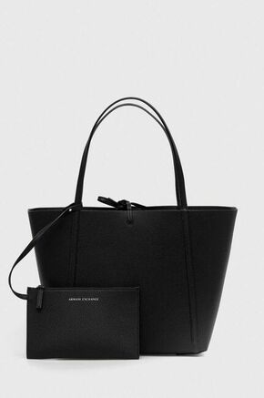 Dvostrana torba Armani Exchange boja: crna - crna. Velika torba iz kolekcije Armani Exchange. Na kopčanje model izrađen od ekološke kože. Proizvod posebno izrađen za obostrano korištenje.