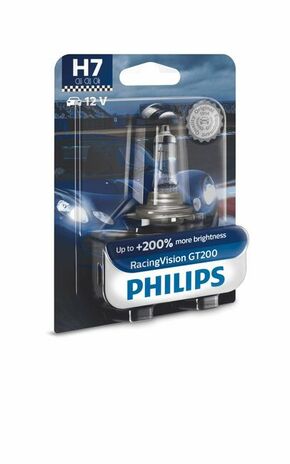 Philips Racing Vision GT200 (12V) - do 200% više svjetla - do 20% bjelije (3500-3600K)Philips Racing Vision GT200 (12V) - up to 200% more light - up H7-RV200-1