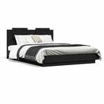 vidaXL Okvir kreveta s uzglavljem i LED svjetlima crni 140 x 200 cm