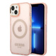 Guess GUHMP14MHTCMP Apple iPhone 14 Plus / 15 Plus pink hard case Gold Outline Translucent MagSafe