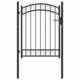 Vrata za ogradu s lučnim vrhom čelična 100 x 125 cm crna