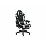 ShopJK Masažna gamerska stolica podesiva eko koža crno bijela FG02