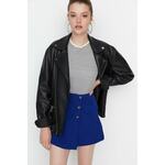 Trendyol Weave Mini Skirt With Sax Buttons plava