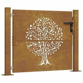 Dvorišna vrata - Vrtna vrata 100x100 cm Corten čelik Dizajn stabla - 100 x 100 cm