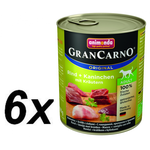 Animonda mokra hrana za odrasle pse GranCarno, govedina + zec+ bilje, 6 x 800 g
