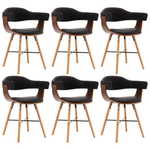 vidaXL Blagovaonske stolice od umjetne kože i drva 6 kom crne