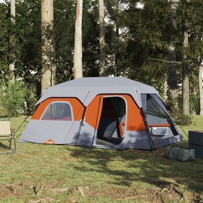 VidaXL Šator za kampiranje za 9 osoba sivo-narančasti 441x288x217 cm