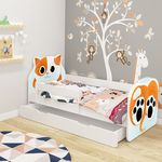 Dječji krevet ACMA Animals, bočna bijela + ladica 160x80 02 Mačka