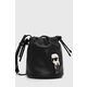 Kožna torba Karl Lagerfeld boja: crna - crna. Mala vreća torbica iz kolekcije Karl Lagerfeld. bez kopčanja model izrađen od prirodne kože.