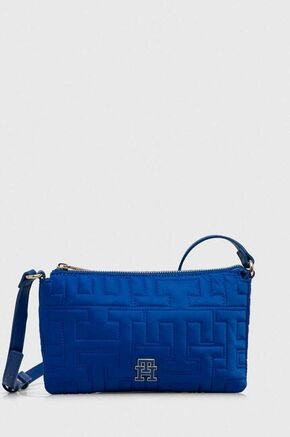 Torba Tommy Hilfiger - plava. Mala torba iz kolekcije Tommy Hilfiger. Na kopčanje model izrađen od tekstilnog materijala.