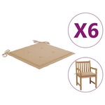 vidaXL Jastuci za vrtne stolice 6 kom bež 50 x 50 x 4 cm od tkanine