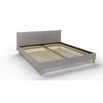 Sivi tapecirani bračni krevet s podnicom 180x200 cm Tina - Ropez
