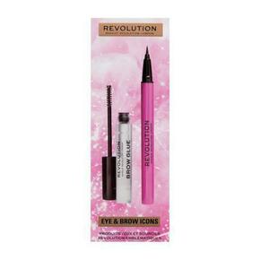 Makeup Revolution London Eye &amp; Brow Icons Gift Set Set gel za obrve Brow Glue 3 ml + tekući tuš Liquid Liner 0