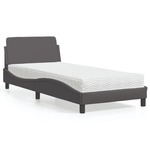 vidaXL Krevet s madracem sivi 90 x 190 cm od umjetne kože