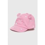 Dječja kapa Mayoral Newborn boja: ružičasta, s aplikacijom - roza. Dječja kapa s šiltom u stilu baseball iz kolekcije Mayoral Newborn. Model izrađen od glatkog materijala s umecima.