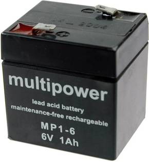Multipower MP1-6 MP1-6 olovni akumulator 6 V 1 Ah olovno-koprenasti (Š x V x D) 51 x 55 x 42 mm plosnati priključak 4.8 mm bez održavanja