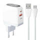 Wall charger LDNIO A2522C USB, USB-C 30W + MicroUSB cable