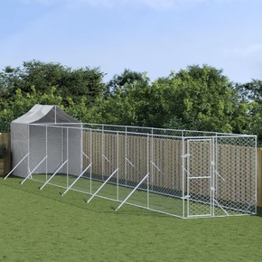 VidaXL Vanjski kavez za pse s krovom srebrni 2x14x2