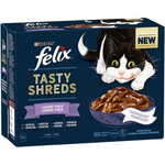 Felix Tasty Shreds mačja hrana u soku, govedina, piletina, losos, tuna, 6x (12 x 80 g)