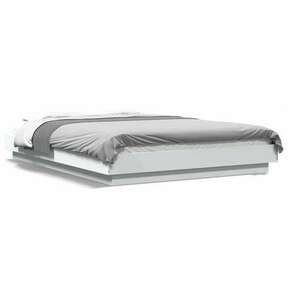 Okvir kreveta s LED svjetlima bijeli 140 x 200 cm drveni