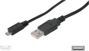 Digitus USB 2.0 priključni kabel [1x muški konektor USB 2.0 tipa a - 1x muški konektor USB 2.0 tipa micro-B] 1.80 m crna Digitus USB kabel USB 2.0 USB-A utikač