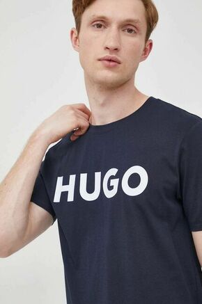Pamučna majica HUGO boja: tamno plava