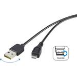Renkforce USB kabel USB 2.0 USB-A utikač, USB-Micro-B utikač 1.80 m crna utikač primjenjiv s obje strane, pozlaćeni kontakti