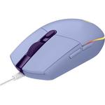 Logitech G203 Lightsync Lilac gaming miš, optički, žični, 8000 dpi, 200 IPS, 85g, 25G, 1ms, 1000Hz, ljubičasti