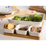 Altom Design zdjela za salatu s posudama za umake na podlozi i žlicama od bambusa -01010052038