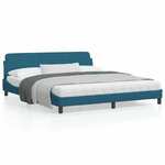 vidaXL Okvir za krevet s uzglavljem plavi 180x200 cm baršunasti