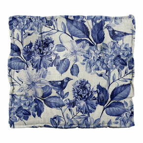 Jastuk za sjedenje od mješavine lana Really Nice Things Square Blue Flowers