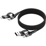 Ansmann USB kabel USB-A utikač, USB-C® utikač, Apple Lightning utikač 120 cm crna Tekstilni plašt 1700-0188