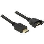 Delock HDMI produžetak HDMI A utikač, HDMI A utičnica 1.00 m crna 85102 mogućnost vijčanog spajanja, pozlaćeni kontakti HDMI kabel