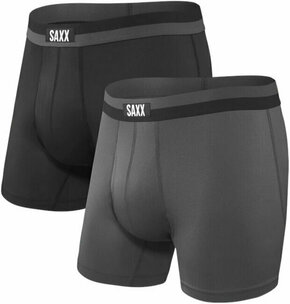 SAXX Sport Mesh 2-Pack Boxer Brief Black/Graphite XL Donje rublje za fitnes