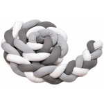 T-tomi pletena pletenica za dječji krevetić, 360 cm, bijela + siva + antracit